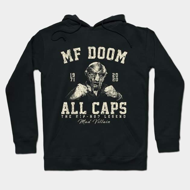 MF Doom Retro Vintage White Hoodie by Hoki Tross Creative